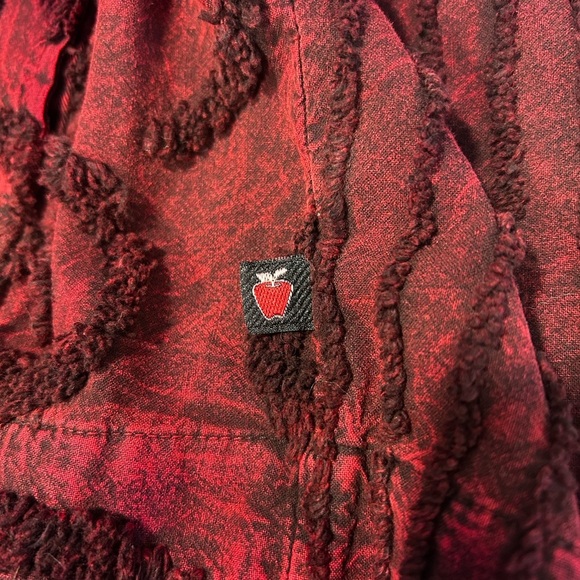 Vtg Produce Company Red Overdye Chenille Swirl Boho Jacket Made in USA Sz M - Picture 8 of 9